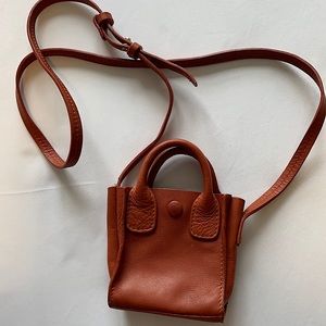 zara mini brown leather bag, 100% leather